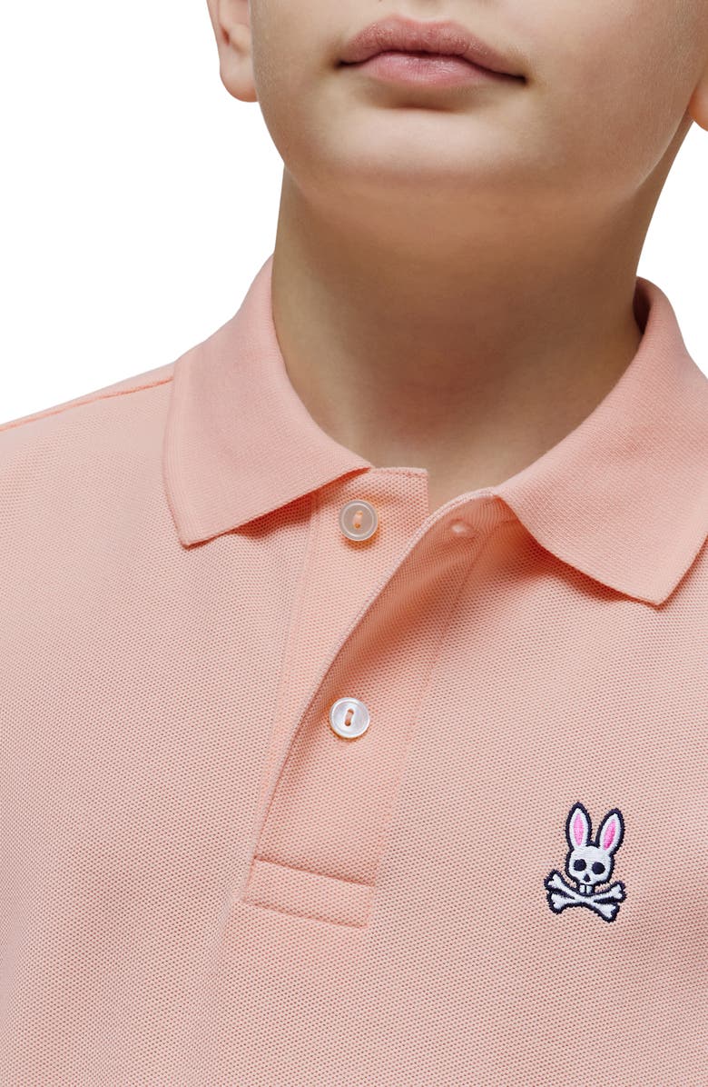 Psycho Bunny Kids' Cotton Piqué Polo, Alternate, color, Peach Melba