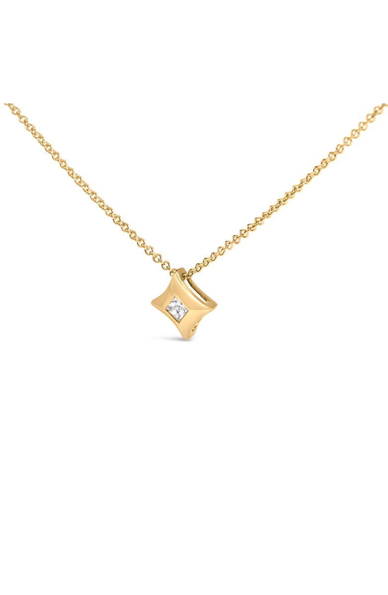 Haus of Brilliance 10K Gold 1/5 Cttw Bezel Set Princess Diamond Kite Shaped Solitaire Pendent Necklace, Alternate, color, Yellow