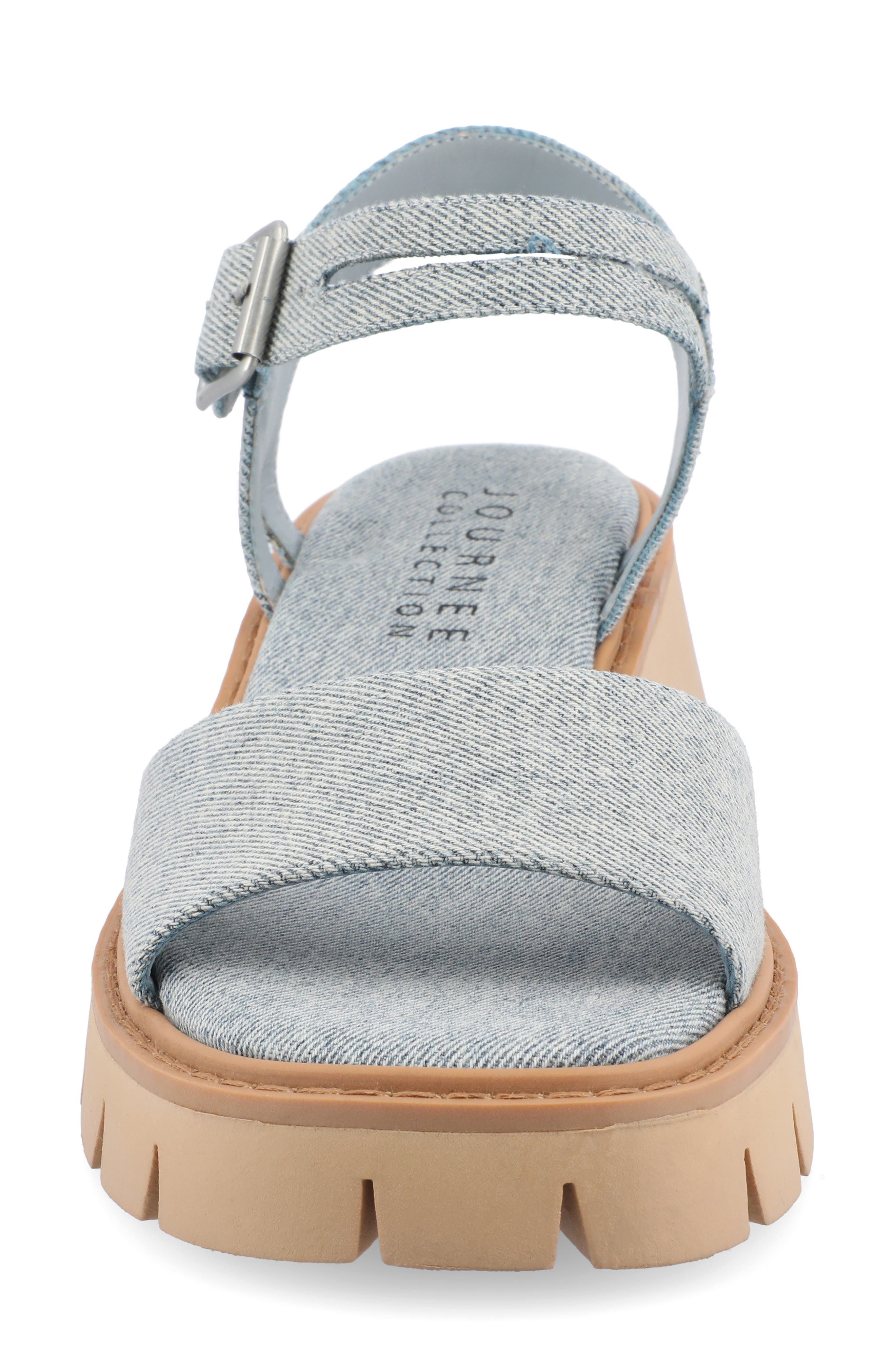 Journee Collection Lug Platform Sandal, Alternate, color, Light Denim