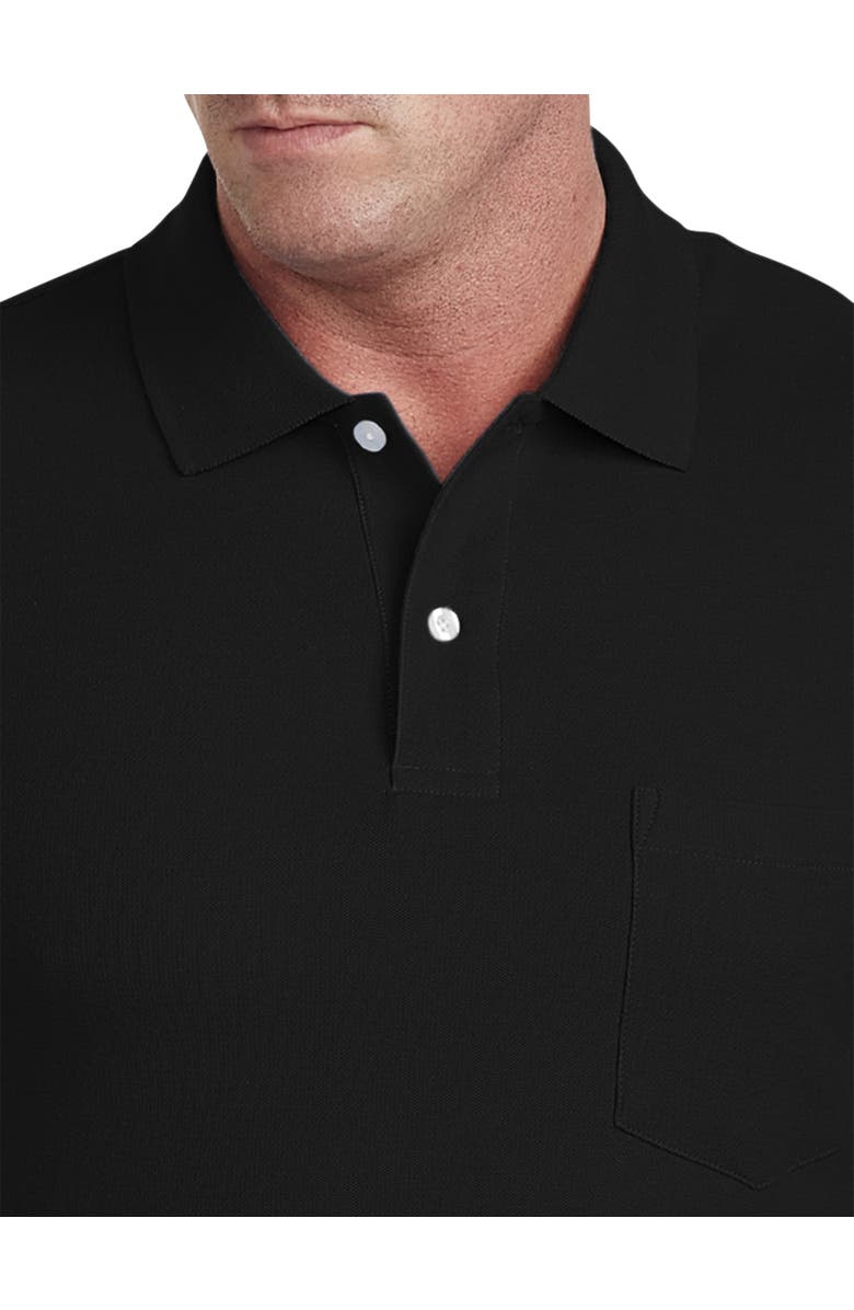 Harbor Bay by DXL Big & Tall Pocket Piqué Polo Shirt, Alternate, color, Black