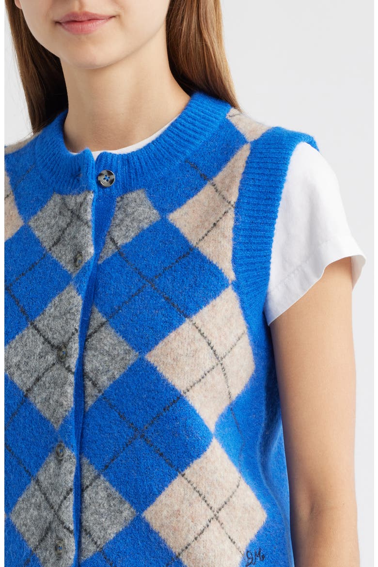Aggie Argyle Button-Front Vest, Alternate, color, COBALT BLUE
