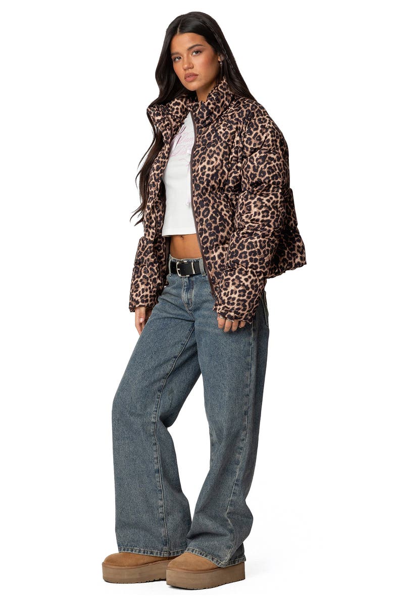 EDIKTED Dalya Leopard Print Puffer Jacket, Alternate, color, Leopard