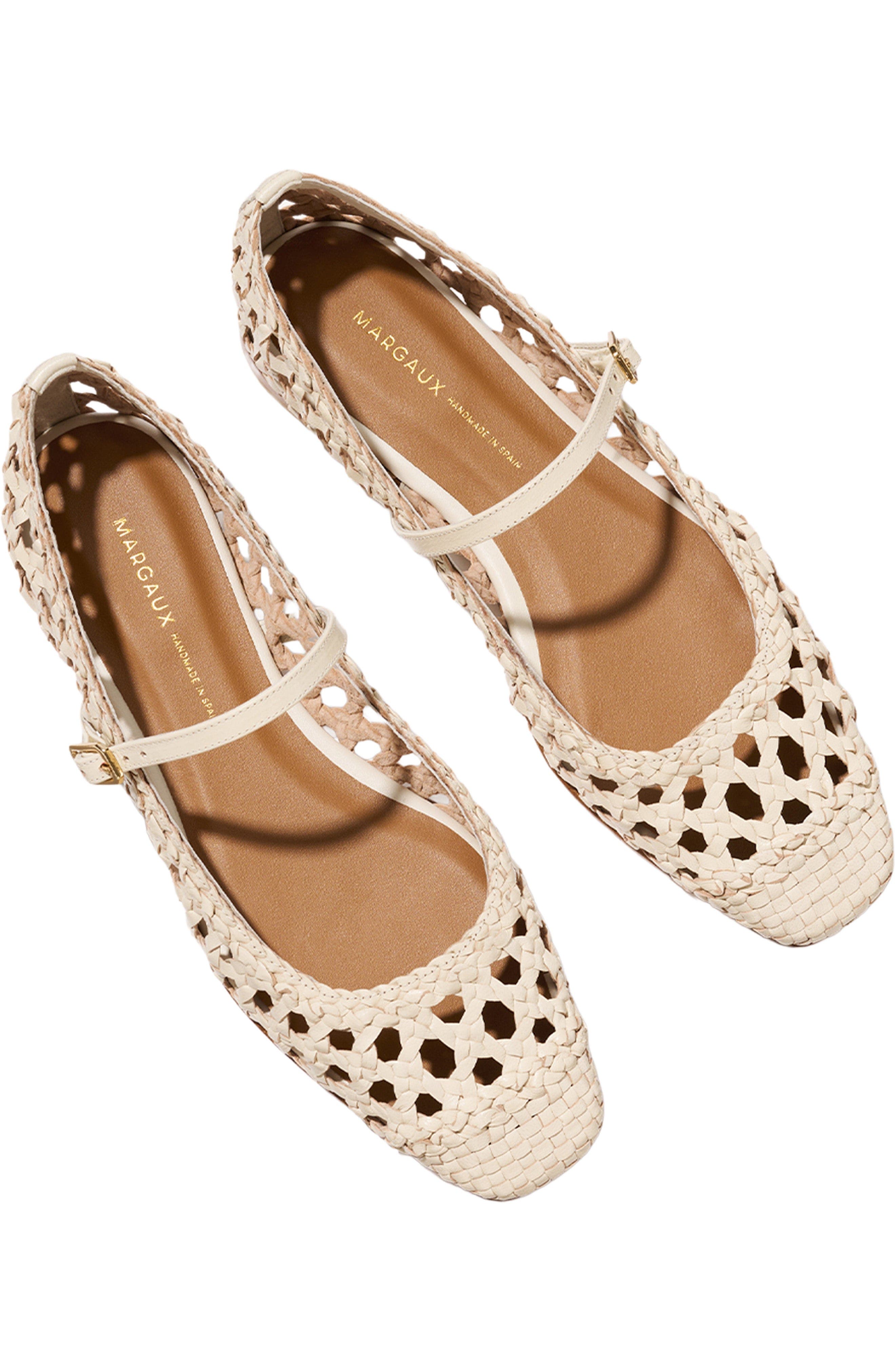The Woven Fonteyn Jane Flats, Alternate, color, Ecru Leather