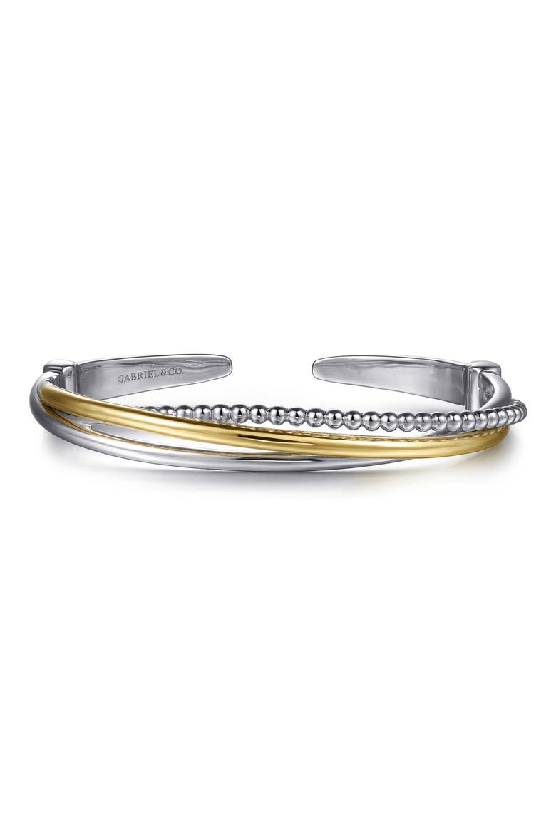 Bujukan 14k Gold and Sterling Silver Bypass Bangle, Main, color, STERLING / 14K YELLOW GOLD