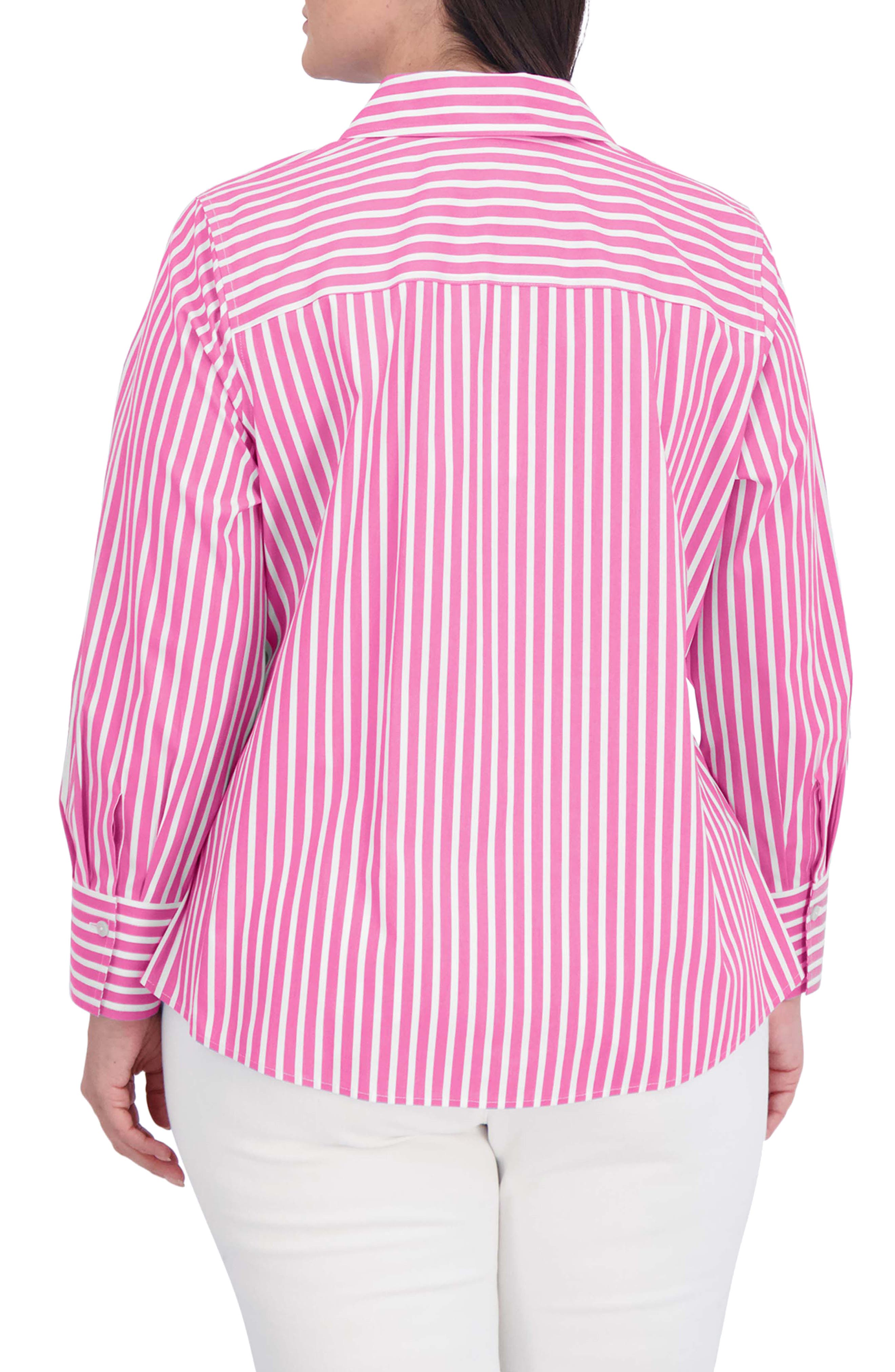 Mary Stripe Stretch Button-Up Shirt - image 2