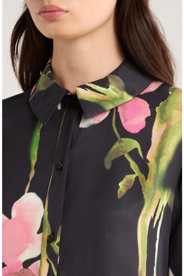 Melting Flowers Print Button Front Shirt, Alternate, color, MELTING FLOWERS