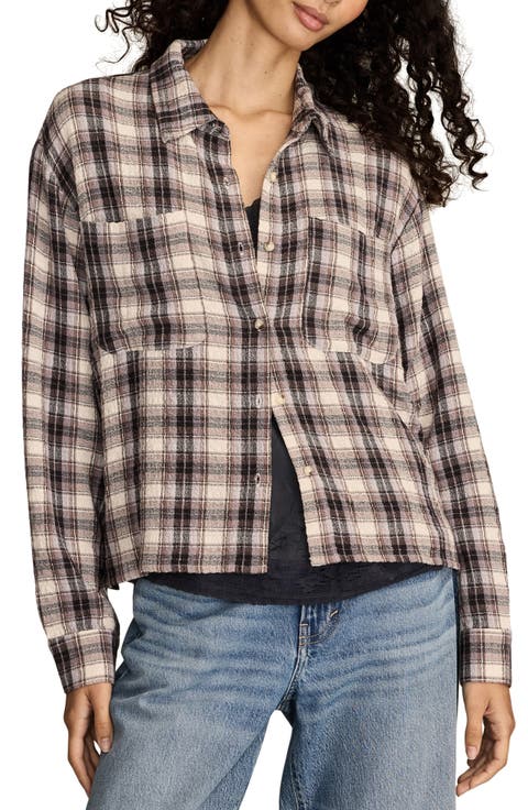 Plaid Crop Button-Up Shirt