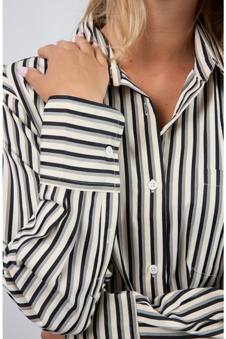 The Port Stripe Button-Up Shirt, Alternate, color, BLACK