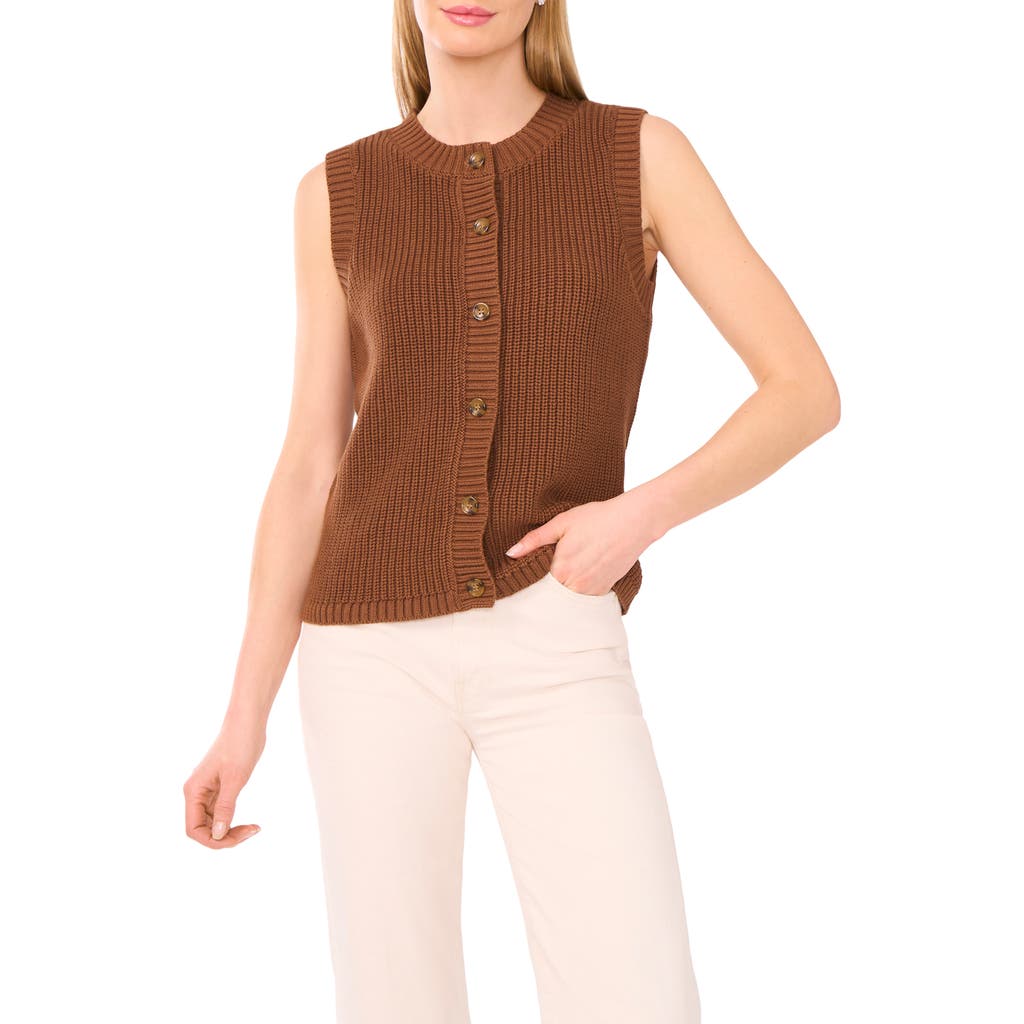 Halogen ® Sleeveless Cotton Cardigan In Brown