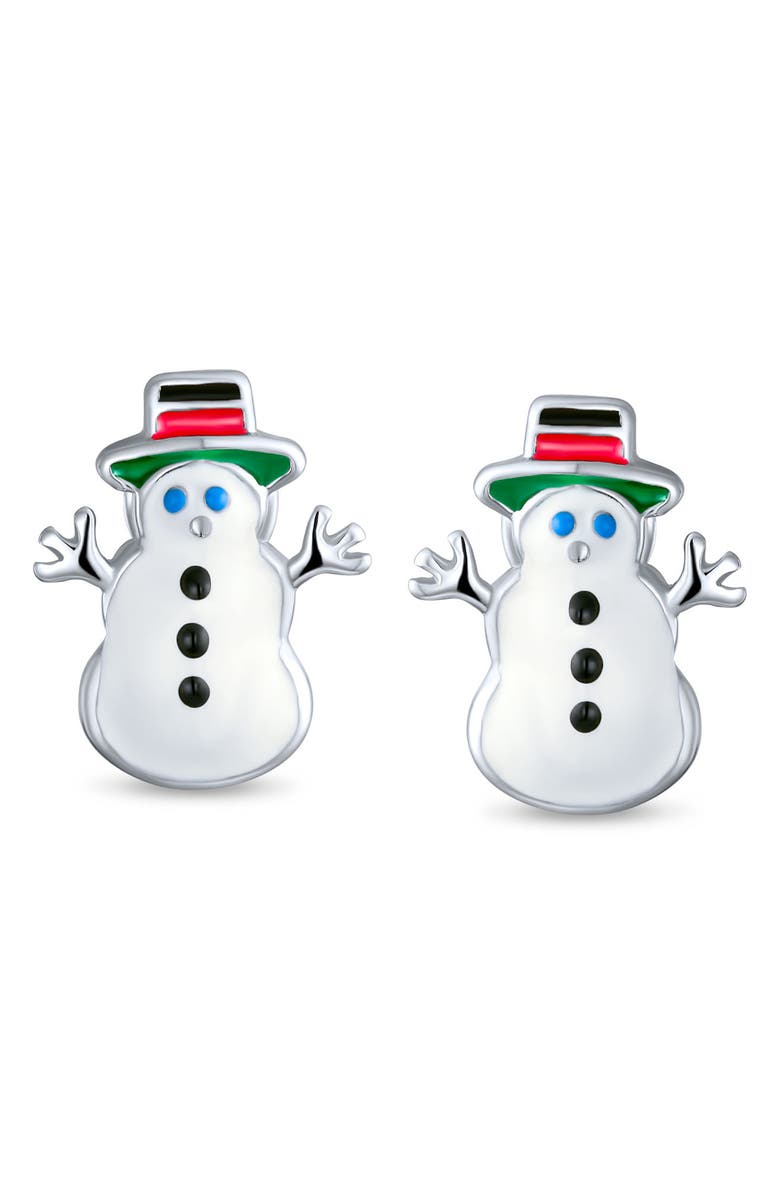 BLING JEWELRY Winter Snowman Earrings, Main, color,