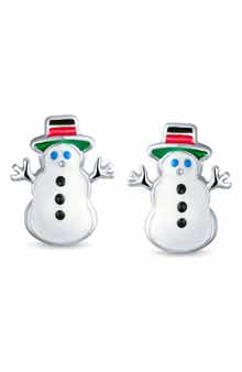 BLING JEWELRY Winter Snowman Earrings