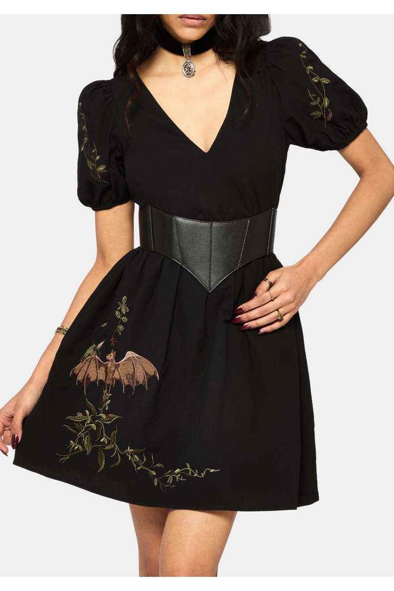Orena Bat Mini Dress, Alternate, color, Black