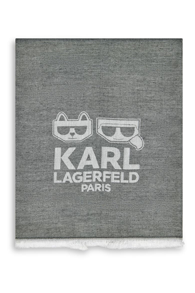 Karl Choupette Pashmina Scarf, Alternate, color, BLACK