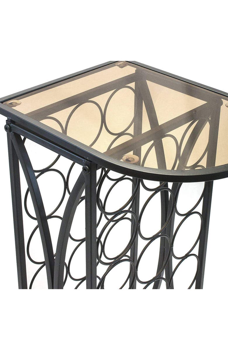 SORBUS Wine Rack Stand with Glass Table Top - Black, Alternate, color,