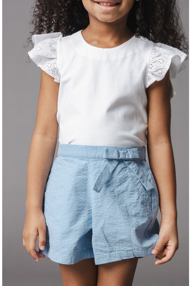 Kids' Organic Seersucker Pull-On Short, Alternate, color, Bluebell