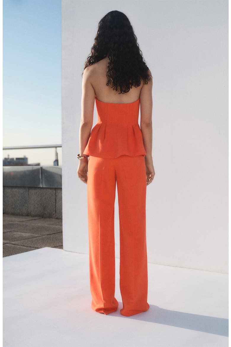 Pleated Straight Leg Pants, Alternate, color, CORAL RED
