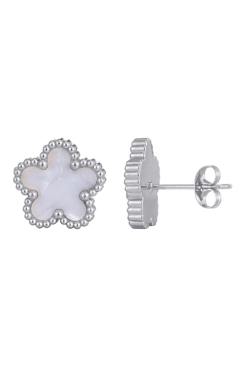 Clover Stud Earrings, Alternate, color, WHITE