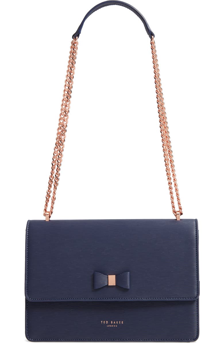 Ted Baker London Bow Leather Crossbody Bag, Main, color,