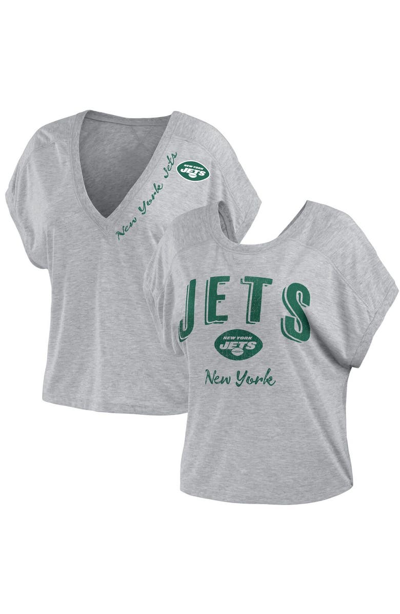 WEAR by Erin Andrews Women's WEAR by Erin Andrews Heather Gray New York Jets Reversible T-Shirt, Main, color,