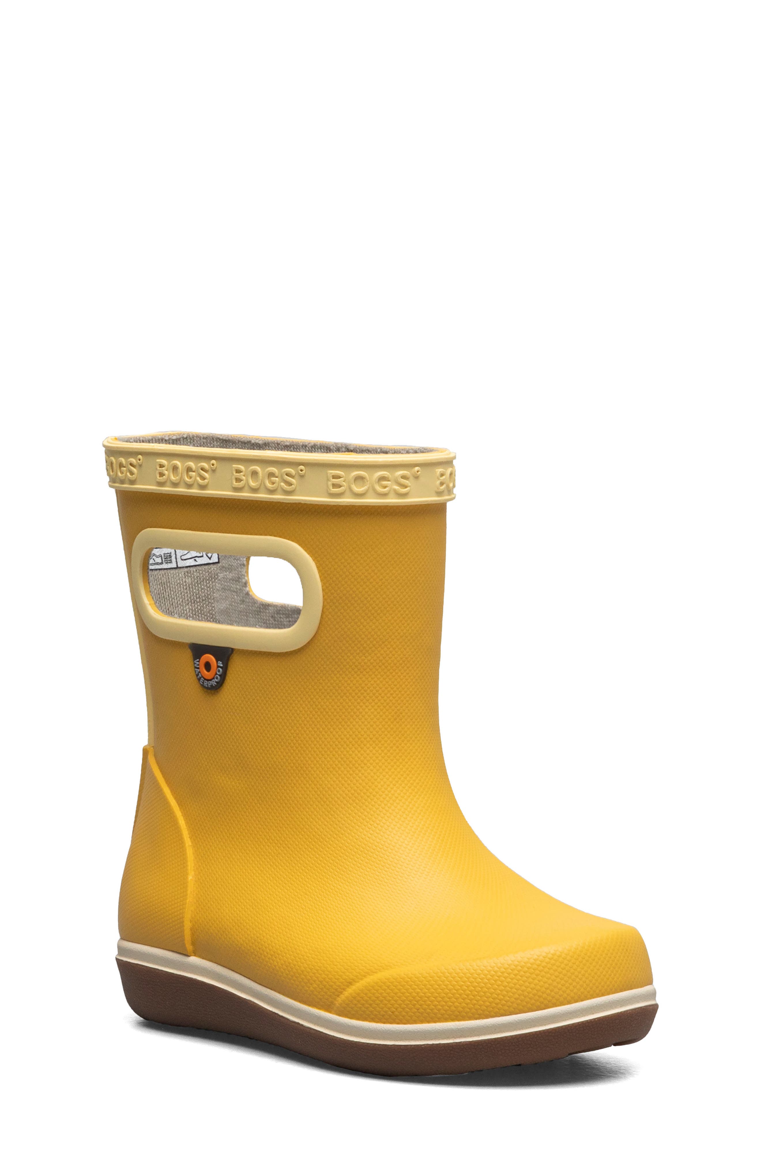 Bogs Kids' Skipper II Waterproof Rain Boot, Main, color, Mustard