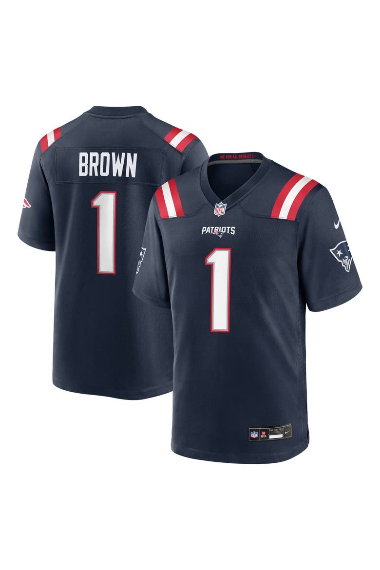Youth Nike A.J. Brown Navy New England Patriots Team Game Jersey, Main, color, Navy