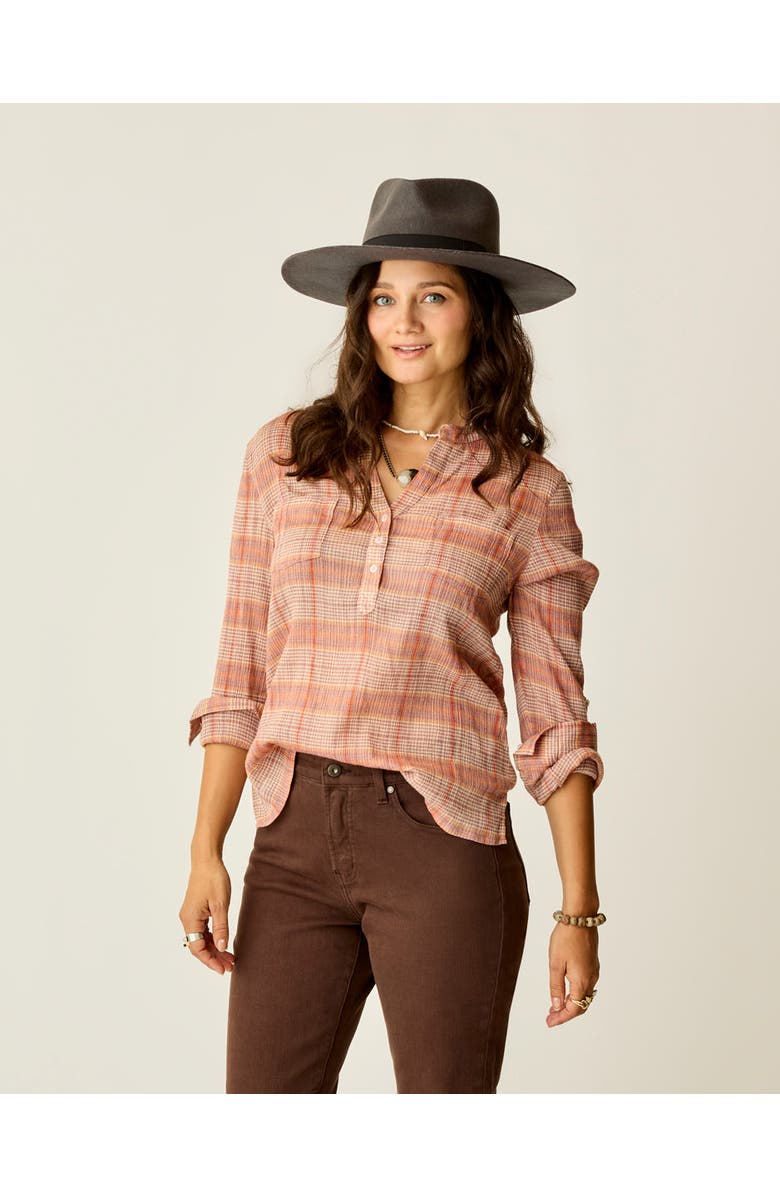 Carve Designs Dylan Gauze Shirt, Alternate, color, Rosewood Plaid