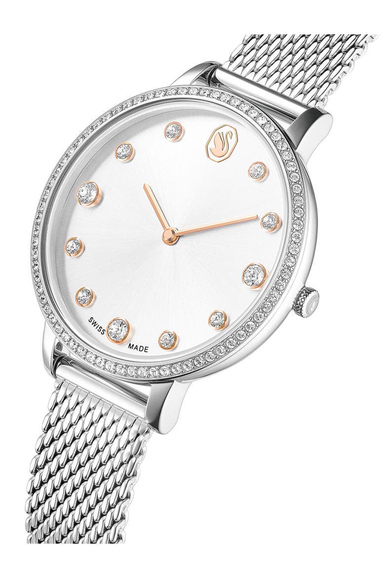 Clarica Mesh Strap Watch, 35mm, Alternate, color, SILVER