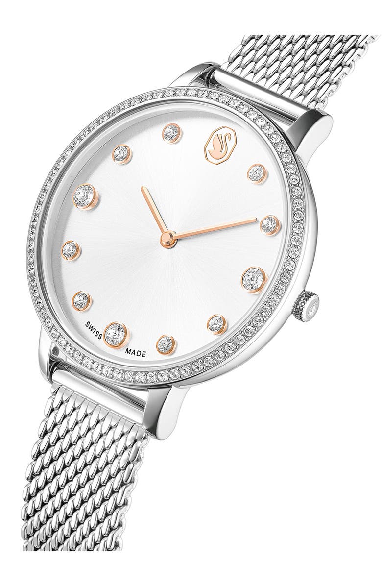 Swarovski Clarica Mesh Strap Watch, 35mm, Alternate, color, Silver