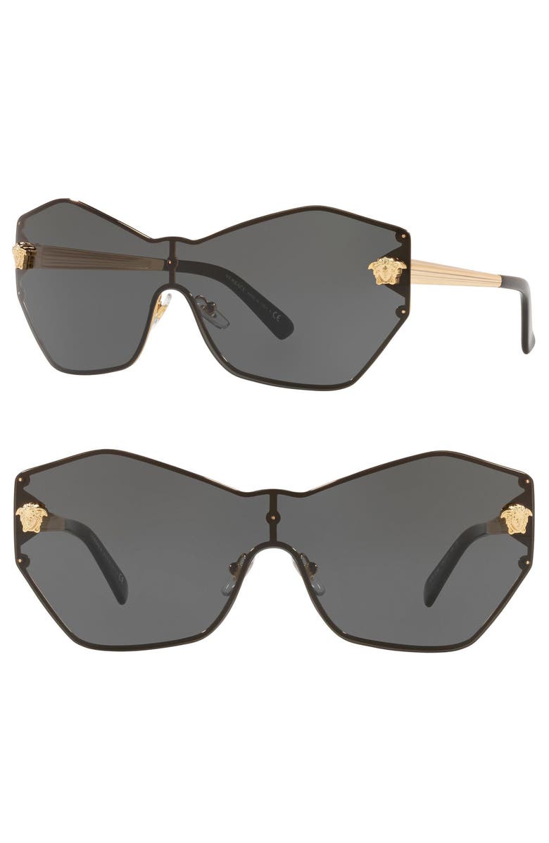 Versace Gradient Shield Sunglasses, Main, color, Gold
