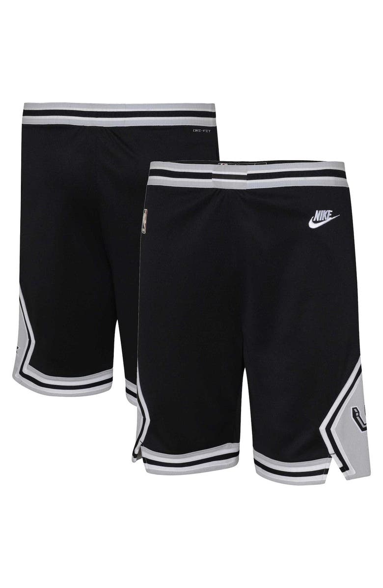 Nike Youth Nike Black San Antonio Spurs Hardwood Classics Swingman Shorts, Main, color,