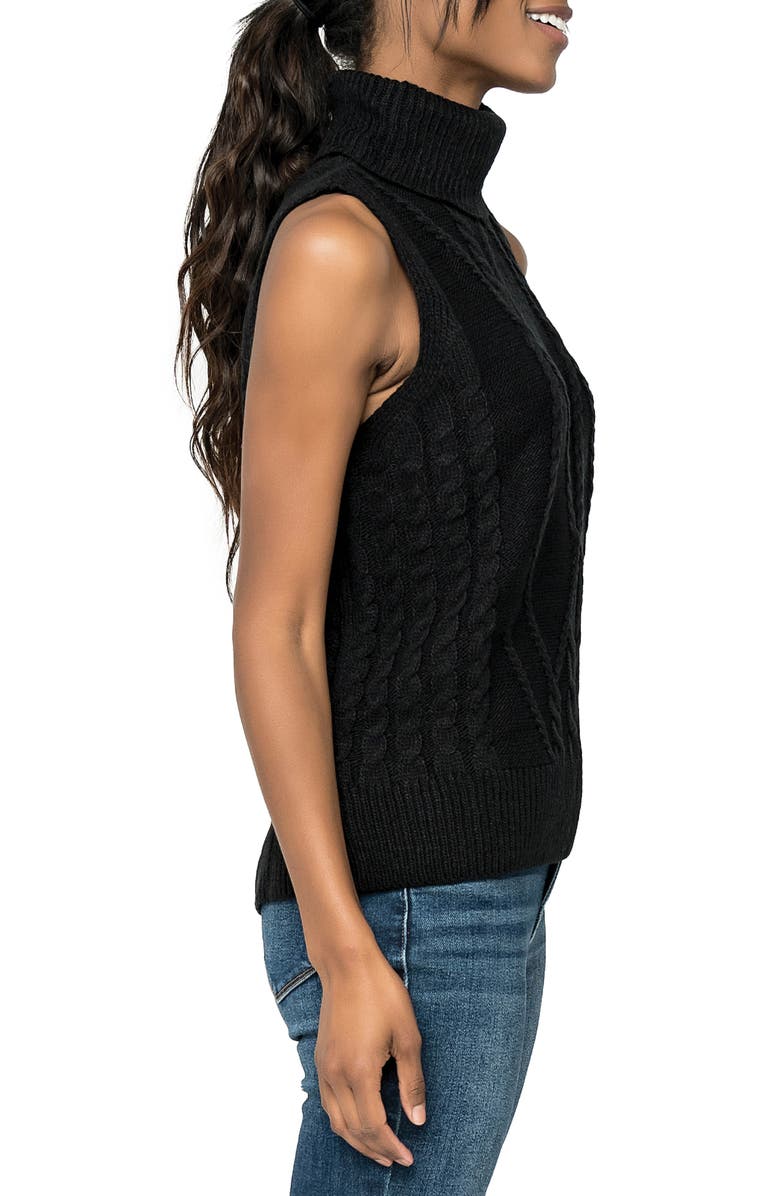 GIBSONLOOK Cable Stitch Sleeveless Turtleneck Sweater, Alternate, color, 