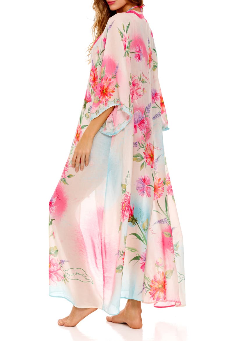 Selma Chroma Floral Caftan Cover-Up, Alternate, color, PINK MULTI