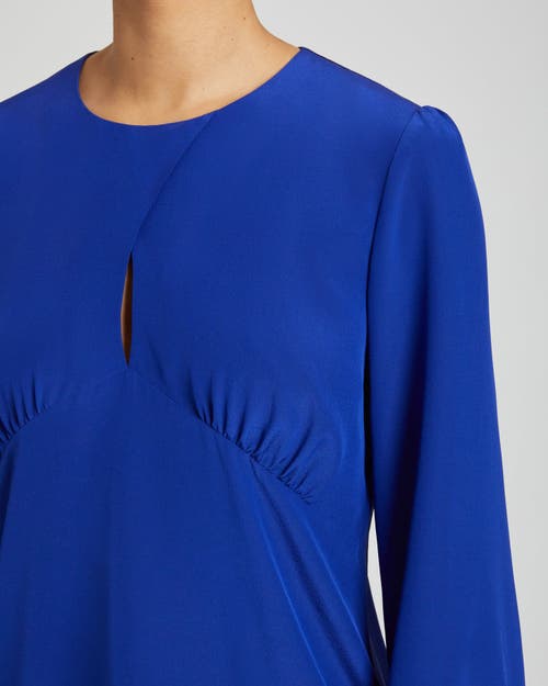 Santorelli Lyra Cutout Silk Empire Blouse In Electric Blue