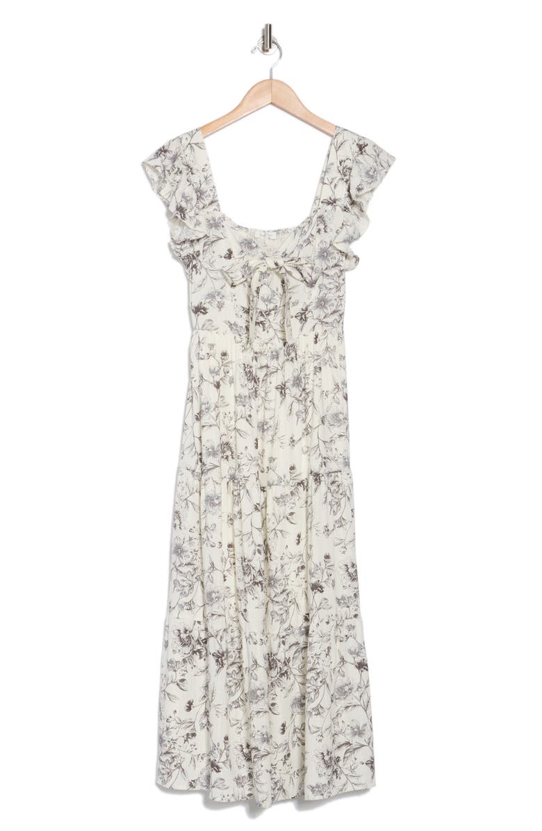 AUGUST SKY Smocked Bow Detail Midi Dress, Alternate, color, 