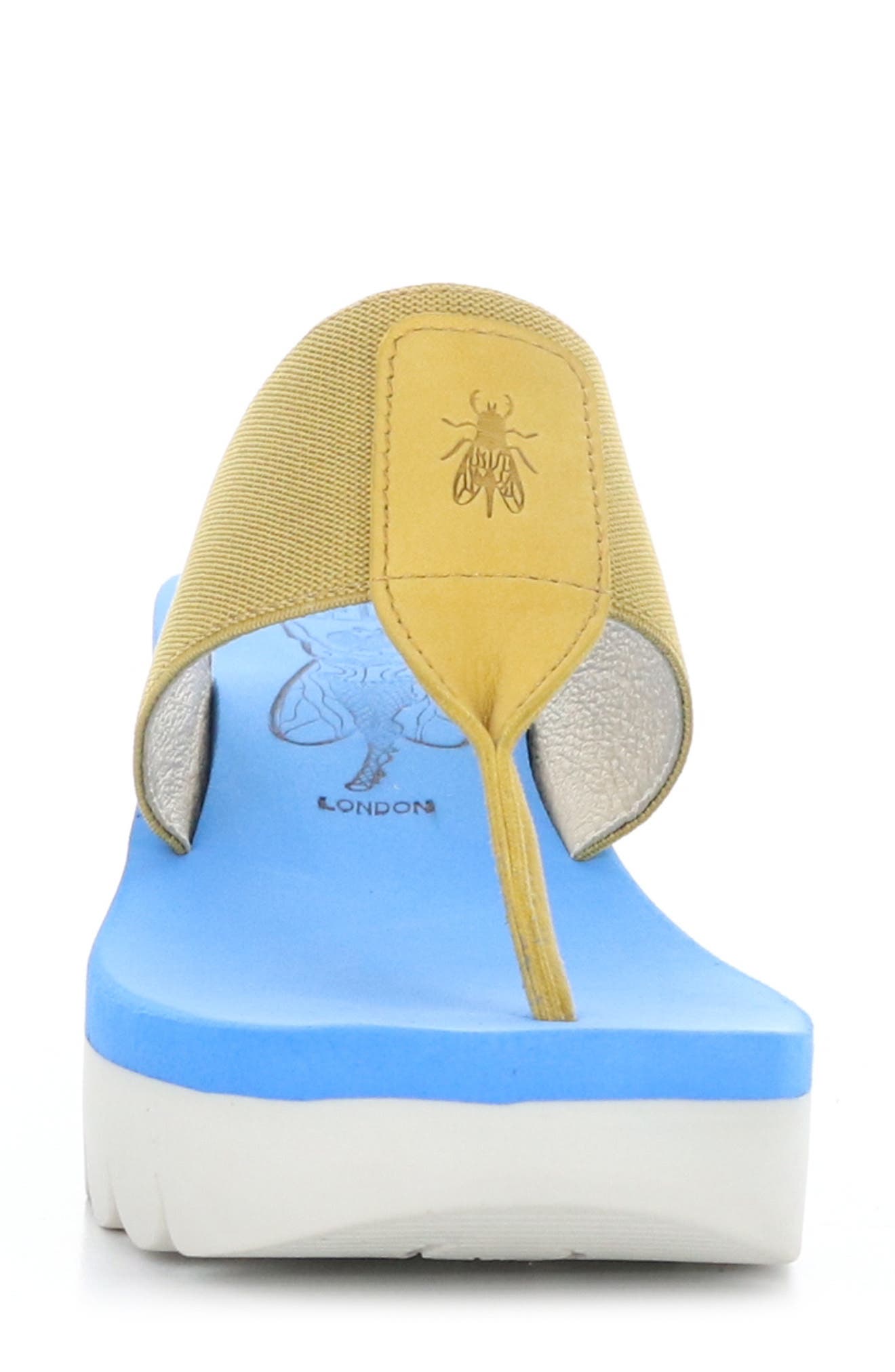 Fly London Yomu Wedge Flip Flop, Alternate, color, 005 Bumblebee/ Azure