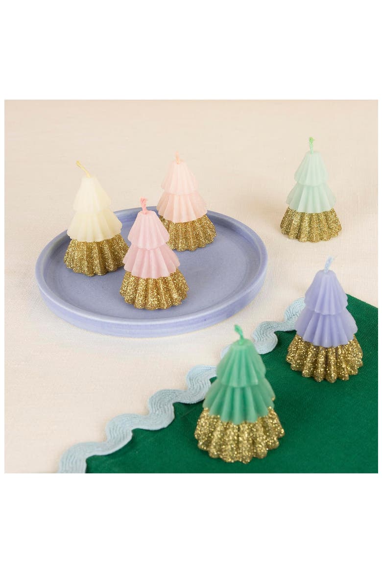 Rainbow Glitter Tree Candles, Alternate, color, MULTI COLOR