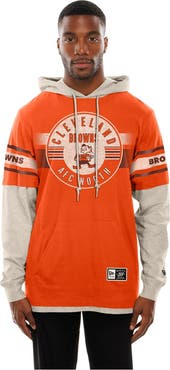 New Era Men's New Era Orange Cleveland Browns Twofer Layered Long Sleeve Hoodie T-Shirt