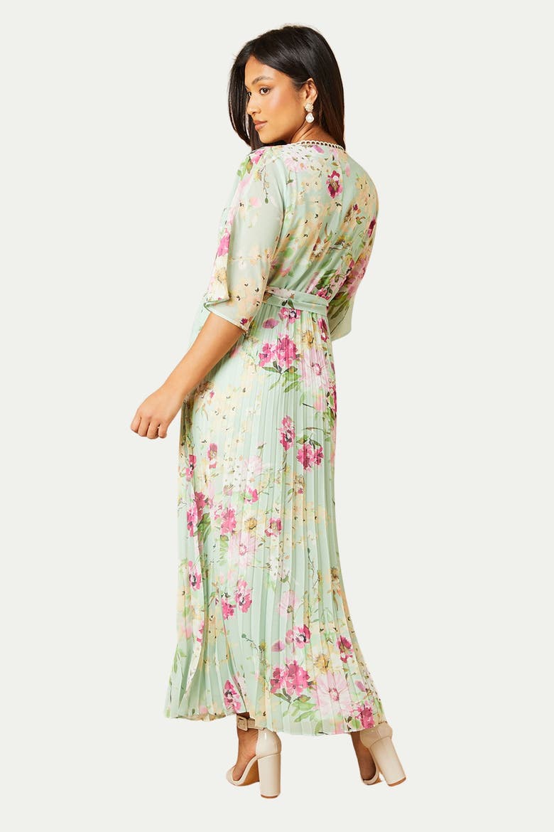 Petite Occasion Pleated Midi Dress, Alternate, color, Sage