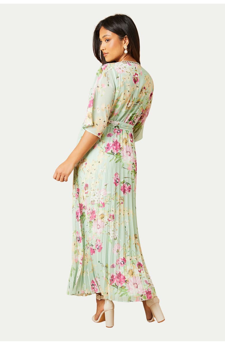 Oasis Petite Occasion Pleated Midi Dress, Alternate, color, Sage