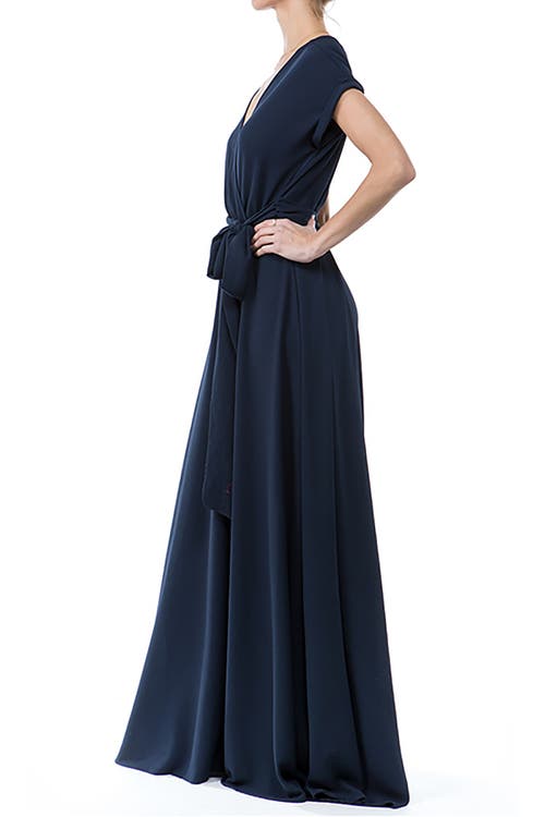 Meghan La Jasmine Wrap Maxi Dress In Blue