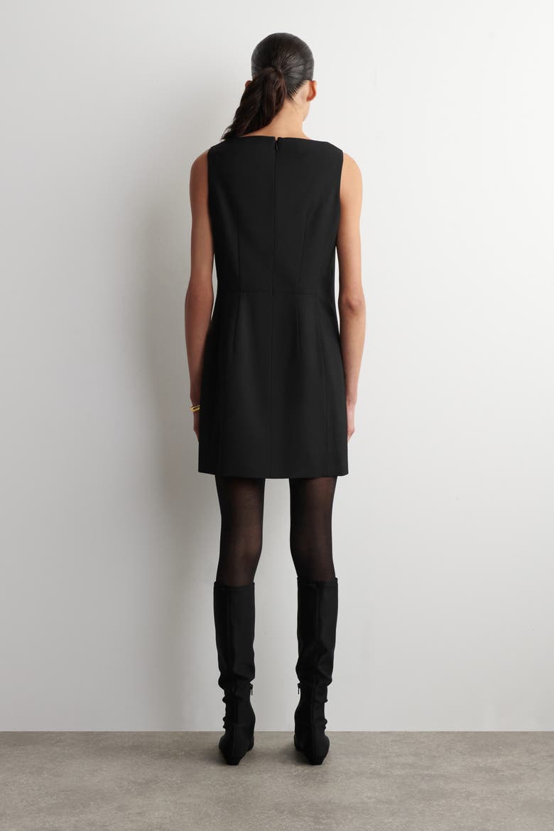 Tailored Merino Wool-Blend Mini Dress, Alternate, color, BLACK