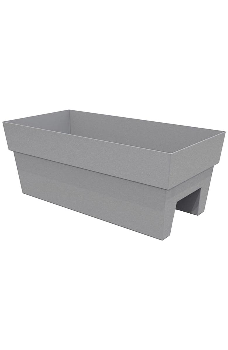 Bloem 24 Inch Finley Deck Rail Rectangle Planter, Cement, Main, color, Gray