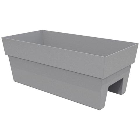 24 Inch Finley Deck Rail Rectangle Planter, Cement