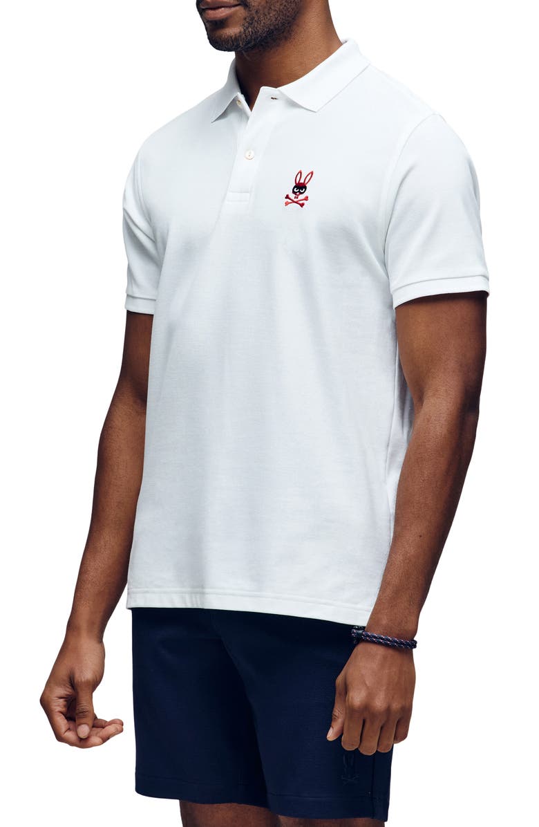 Psycho Bunny Mischief Classic Fit Piqué Polo, Alternate, color, White