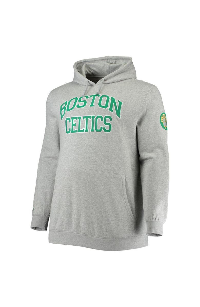 Mitchell & Ness Men's Mitchell & Ness Heathered Gray Boston Celtics Hardwood Classics Big & Tall Throwback Pullover Hoodie, Alternate, color, 