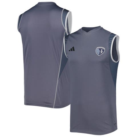 Men's adidas Gray Sporting Kansas City 2023 On-Field Sleeveless Training Jersey