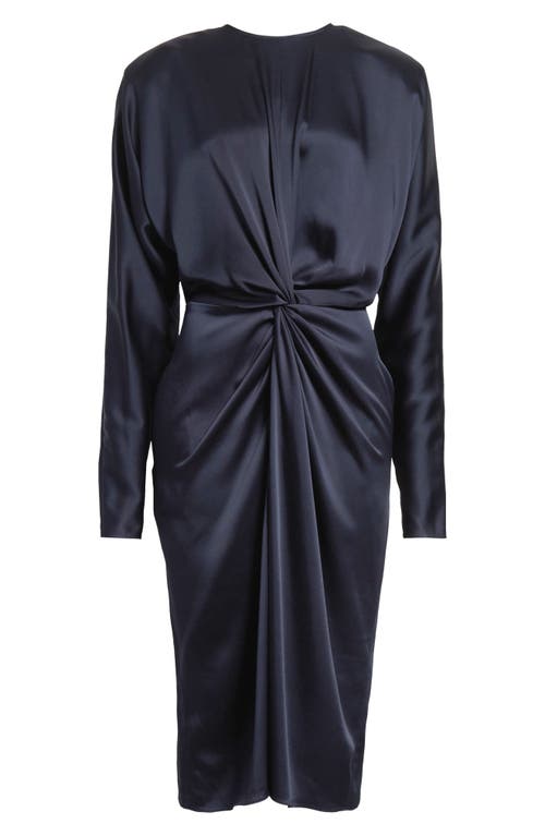 Stella Mccartney Draped Long Sleeve Satin Dress In Multi