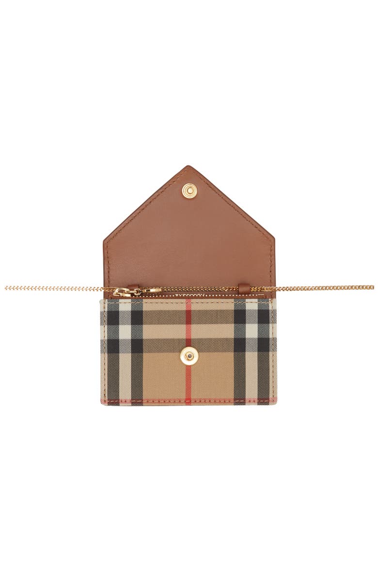 Jade Vintage Check Card Case on a Chain, Alternate, color, TAN