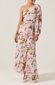 ASTR the Label Sandersonia Floral Print Asymmetric Dress
