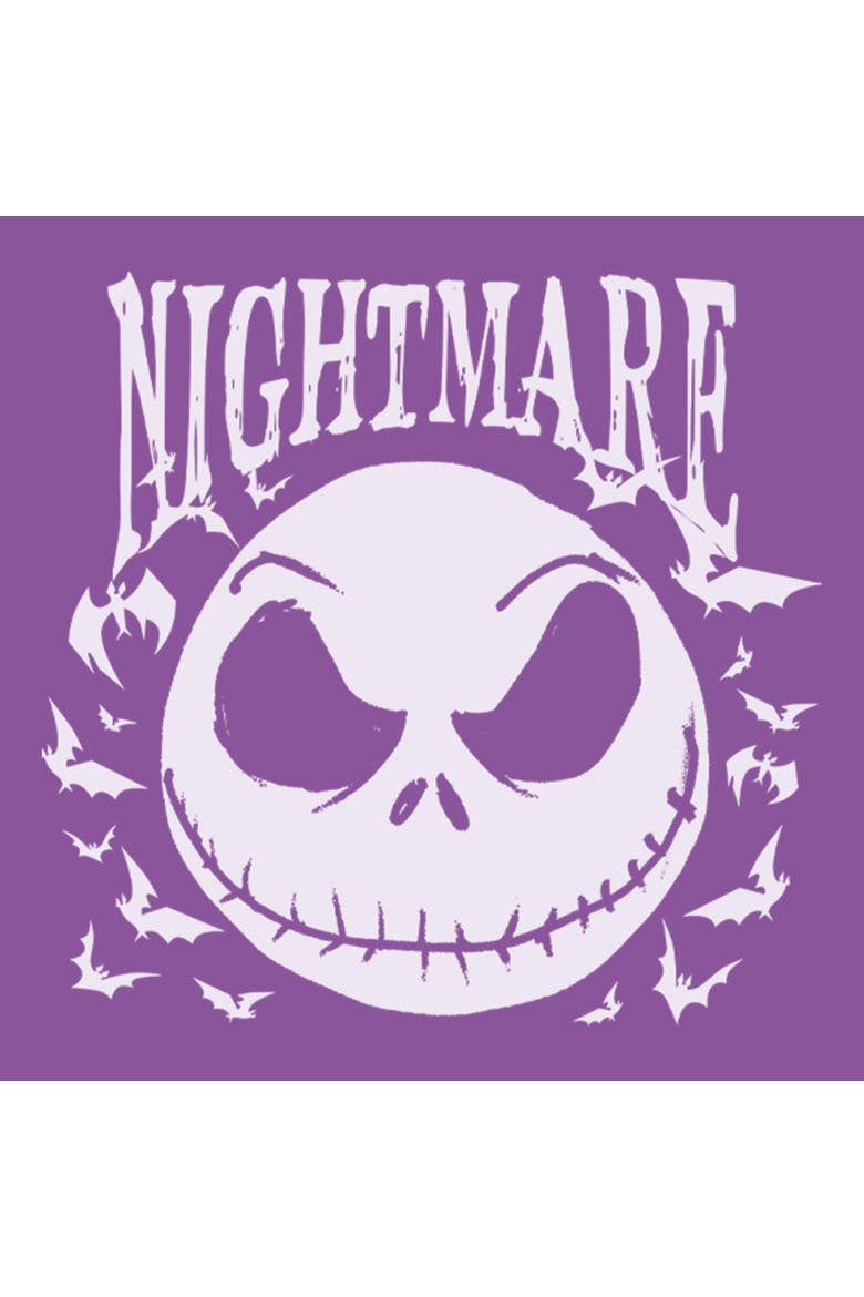 Girls' Jack Skellington Horror Bats Short Sleeve Graphic T-shirt, Alternate, color, Purple Berry